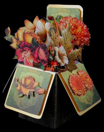 POP UP 3D BOX CARD - AUTUMN SPLENDOR  FLORAL by Yvonne Middleton