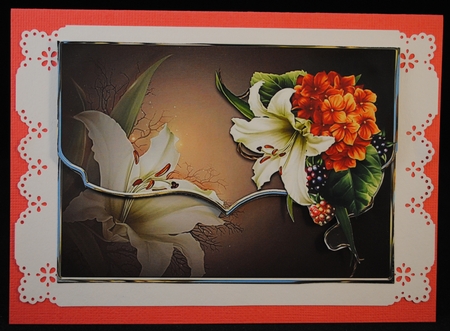 Lilies and Berries Fancy Scalloped Edge Envelope Card by Yvonne Middleton