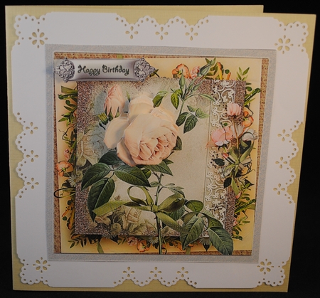 Vintage rose 7x7 card by Yvonne Middleton