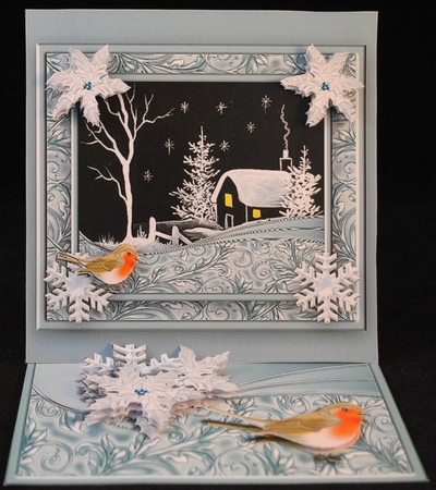 Snowy Night Seasons Greetings Easel Mini Kit by Yvonne Middleton