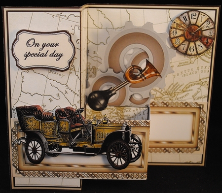 Z - Fold pop-up Vintage car by Yvonne Middleton