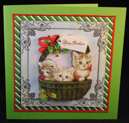 Xmas Kittens in a Basket by Yvonne Middleton