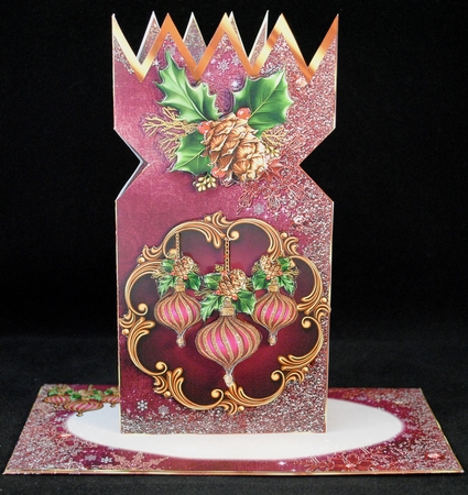 Christmas cracker burgundy decorations and holly card kit by Yvonne Middleton