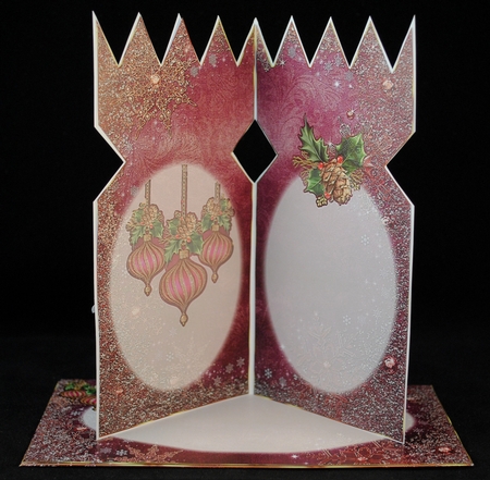 Christmas cracker burgundy decorations and holly card kit by Yvonne Middleton