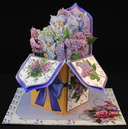 POP UP 3D BOX CARD KIT - OH MY! LILACS, ROSES, LILY OF THE VALLEY, FLORALS by Yvonne Middleton
