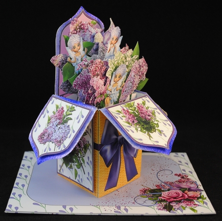 POP UP 3D BOX CARD KIT - OH MY! LILACS, ROSES, LILY OF THE VALLEY, FLORALS by Yvonne Middleton