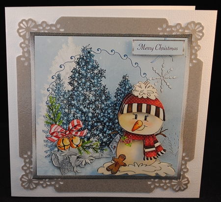 Snowman and his gingerbread man by Yvonne Middleton