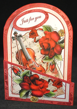 Cutaway card - Red Rose and violin by Yvonne Middleton