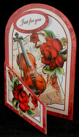 Cutaway card - Red Rose and violin by Yvonne Middleton