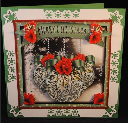 Teal Baubles Card Front Kit 8x8 by Yvonne Middleton