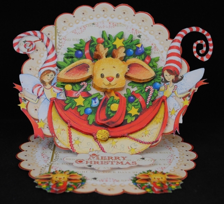 Little Rudolf Christmas Scalloped Round Easel Card Mini Kit  by Yvonne Middleton
