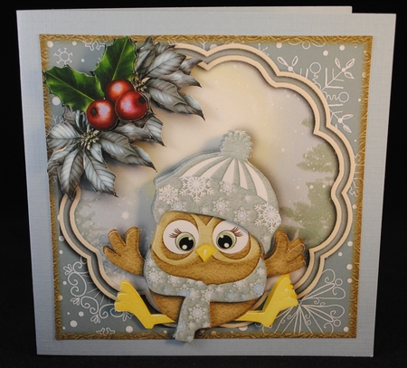 Baby Boys Christmas Owl Card Front Kit by Yvonne Middleton