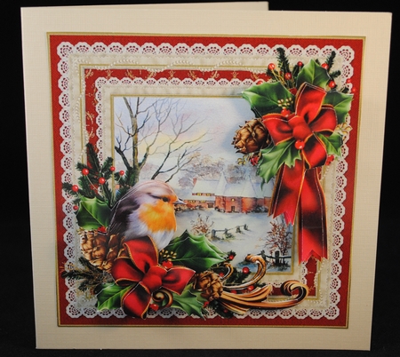 8x8 Christmas robin with oust house scene mini kit by Yvonne Middleton