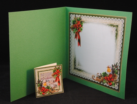 8x8 Christmas robin with snowy cottages scene mini kit by Yvonne Middleton