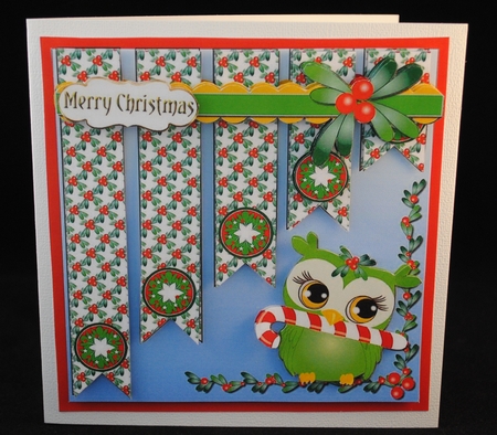 Diminishing Ribbon Card - Christmas Owl by Yvonne Middleton