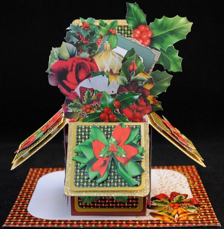 POP UP BOX CARD 3D DECOUPAGE KIT - HOLLY AND ROSES by Yvonne Middleton