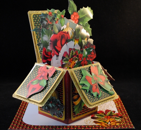 POP UP BOX CARD 3D DECOUPAGE KIT - HOLLY AND ROSES by Yvonne Middleton