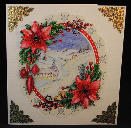 Oval Scene with Poinsettias  1 by Yvonne Middleton