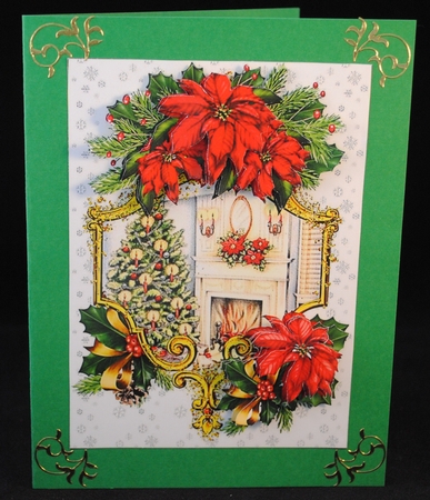 Ornate poinsettia frame with choice of scenes mini kit by Yvonne Middleton
