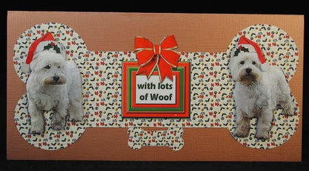 Westie Christmas Bone shaped card by Yvonne Middleton