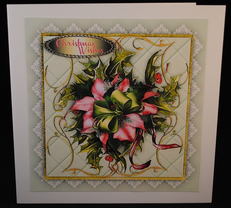 Beautiful Water coloured Holly and Pink Poinsettia  by Yvonne Middleton