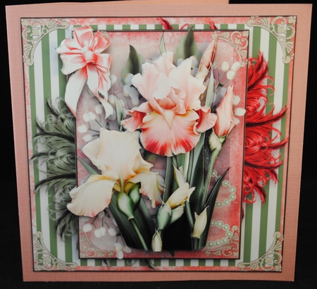 Beautiful Blush Iris and Feathers Card Front Kit by Yvonne Middleton