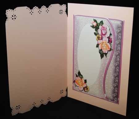 Rose Bouquet Lilac Waved Border Card Kit by Yvonne Middleton