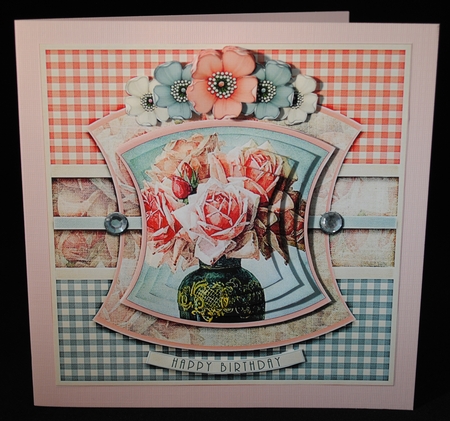 Vintage Flowers On A Plaid 1170 by Yvonne Middleton