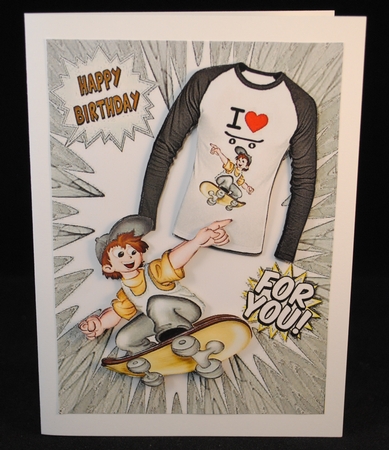 I love to skateboard boy in silver by Yvonne Middleton