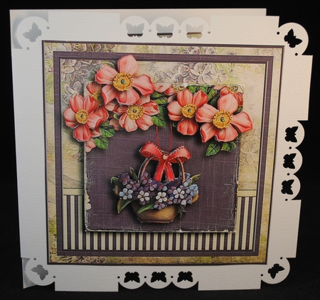 Vintage Wildroses Basket Card Kit Purple Pink 1194 by Yvonne Middleton