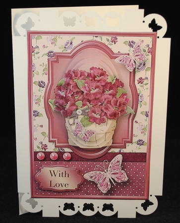 Barrel of Blooms Pyramid Card Front by Yvonne Middleton