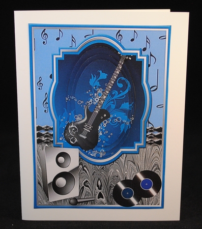 Singing the Blues Pyramid Card Front by Yvonne Middleton