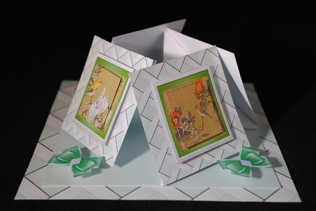 Mint green quad easel card. by Yvonne Middleton