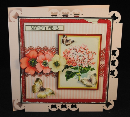 Vintage Lace Flower Pink Card Kit 1223 by Yvonne Middleton