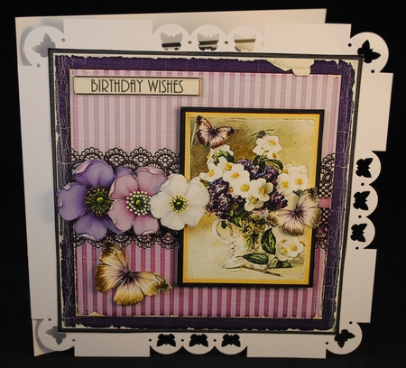 Vintage Lace Flower Purple Card Kit 1224 by Yvonne Middleton