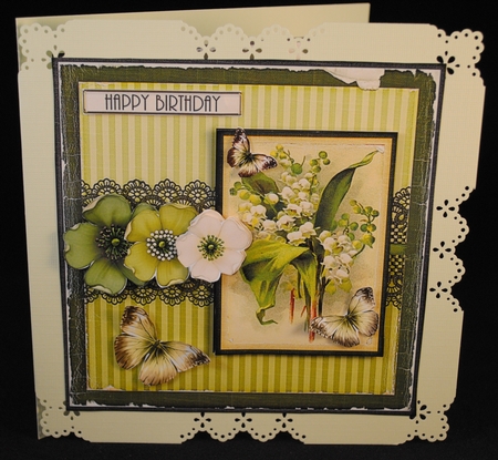Vintage Lace Flower Green Card Kit 1225 by Yvonne Middleton
