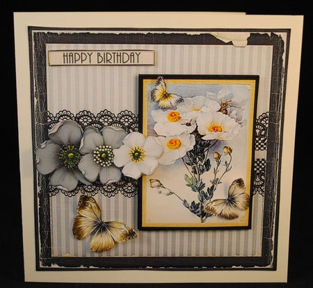 Vintage Lace Flower Grey Card Kit 1226 by Yvonne Middleton