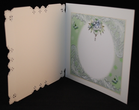 Lace And Blue Silk Rose Card Front Kit by Yvonne Middleton