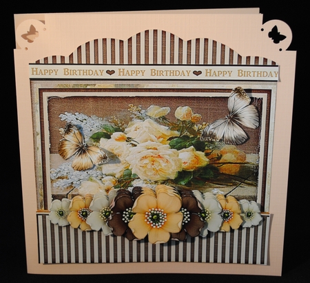 Vintage Stripes Roses soft colours 1228 by Yvonne Middleton
