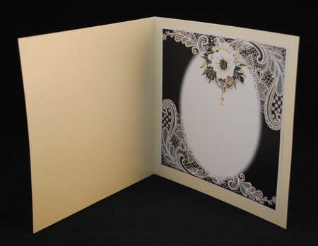 Black and Ivory Lace bouquet card front Kit by Yvonne Middleton