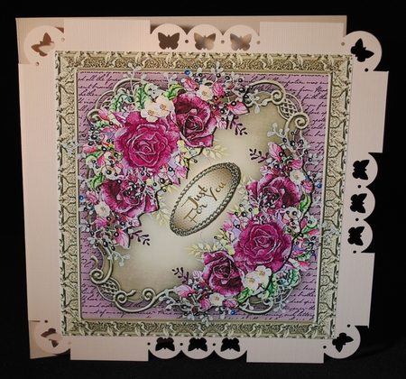 Beautiful Plum Roses on a Sepia Gold Mat  by Yvonne Middleton