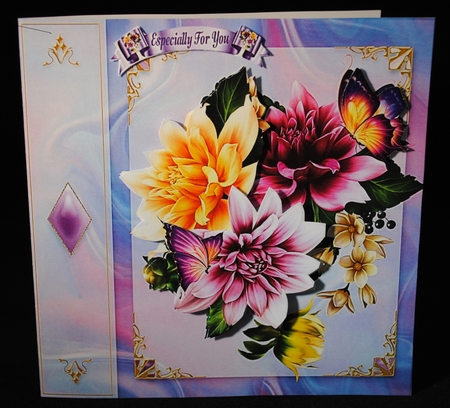 Dahlias on an Eye Catching Lilac Background by Yvonne Middleton