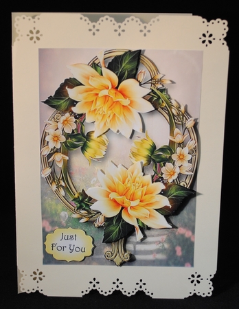 Yellow Dahlias On Golden Frame by Yvonne Middleton