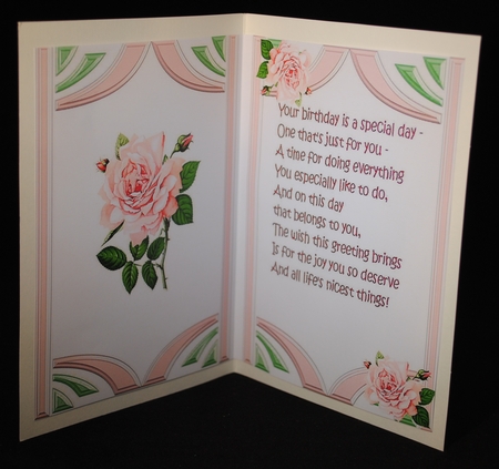pink rose in art deco frame with bow A5 Insert by Yvonne Middleton