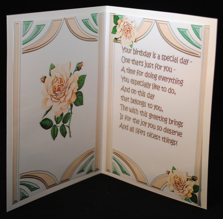 peach rose in art deco frame with bow A5 Insert by Yvonne Middleton