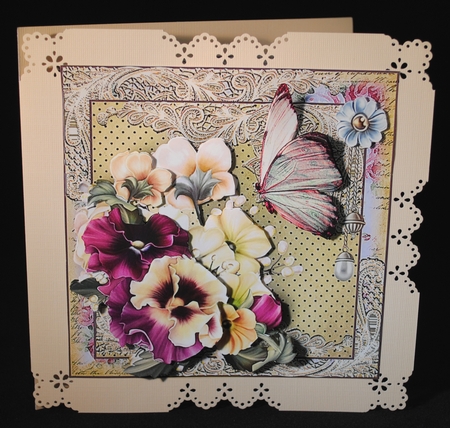 Shabby Chic Pansies Card Front Kit by Yvonne Middleton