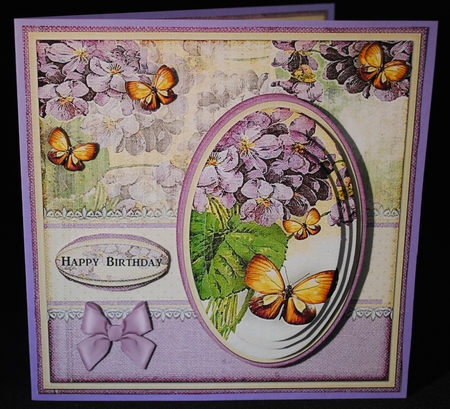 Vintage Soft Lace Flowers And Butterflies Purple 1257 by Yvonne Middleton