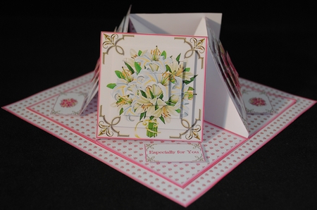 Lily quad easel card (Pink). by Yvonne Middleton
