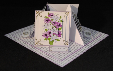 Lily quad easel card (Lilac). by Yvonne Middleton