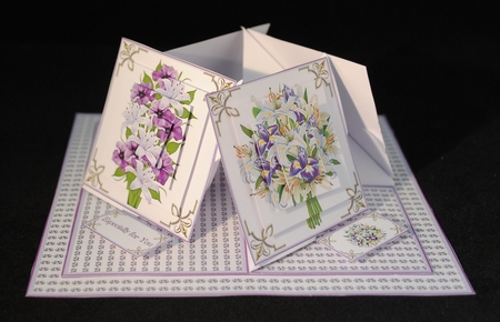 Lily quad easel card (Lilac). by Yvonne Middleton